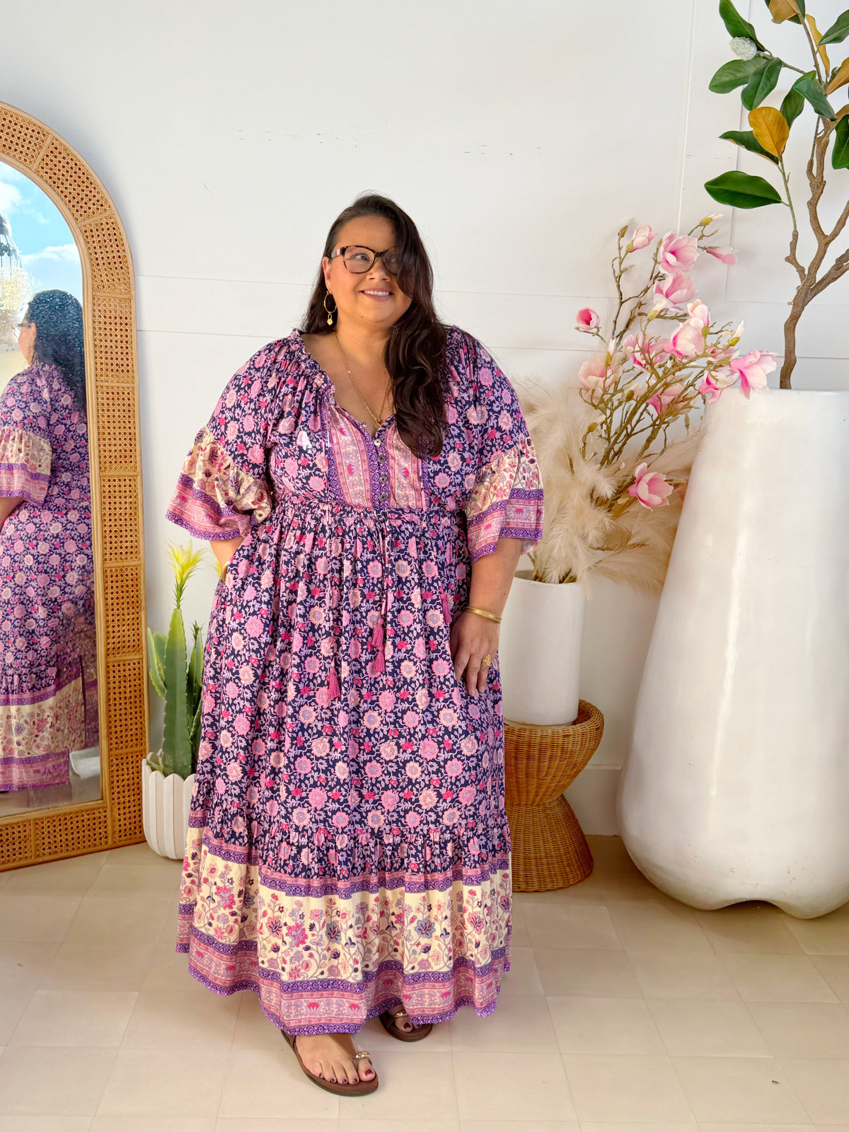 Isola Midaxi Liora exclusive colourway plus size boho dress Mama Mane