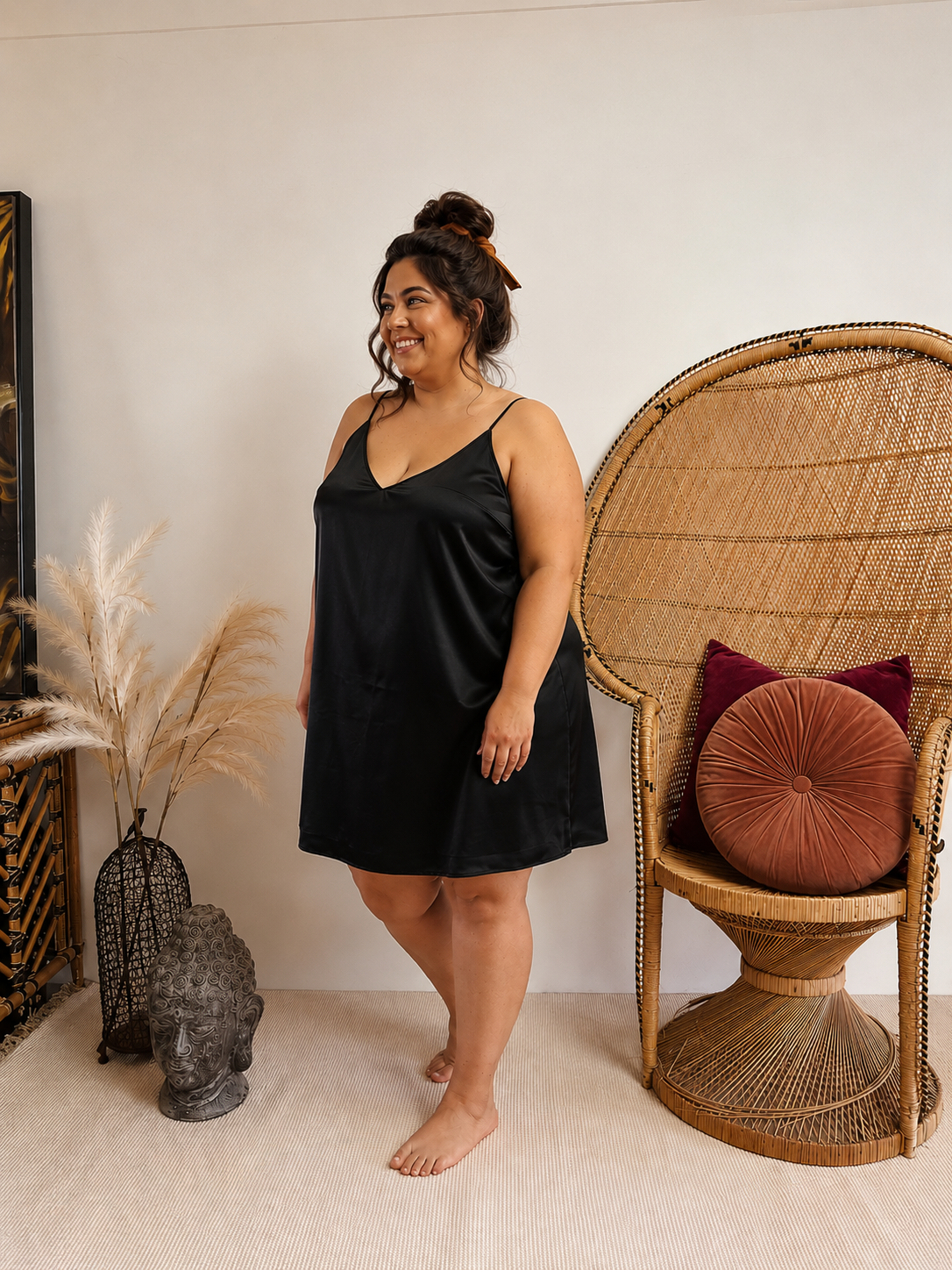 Plus Size SATIN SLIP Mini ~ Noir