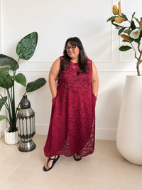 Lace Apron Tunic in Sangria - plus size boho lace layering tunic - Mama Mane