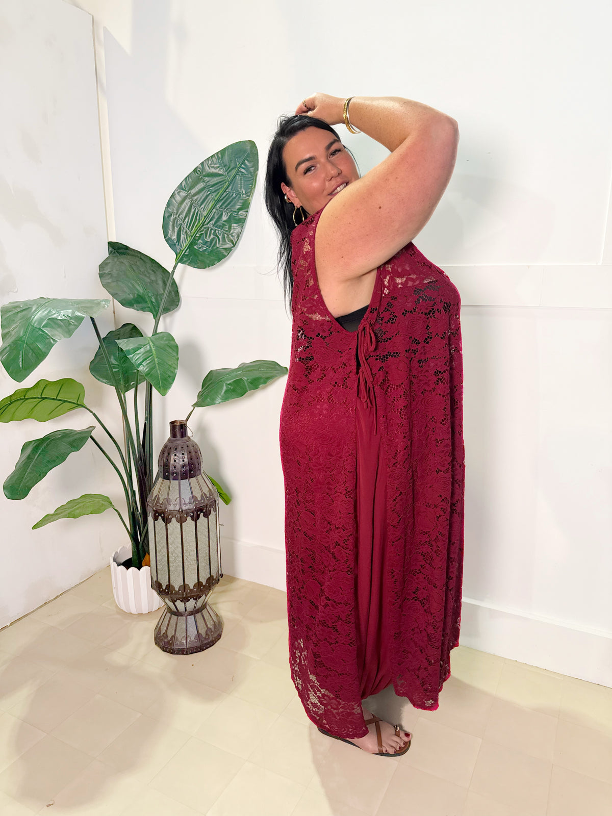 EXCLUSIVE Lace Apron Tunic ~ Sangria