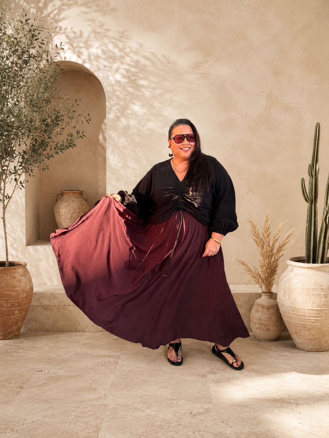 LUNAM SKIRT - Mahogany