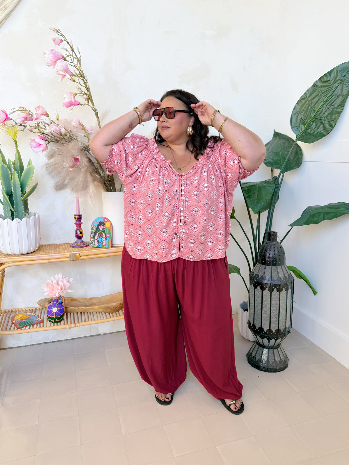 Zania Blouse in Pink Paisley - plus size boho blouse designed for curves - Mama Mane