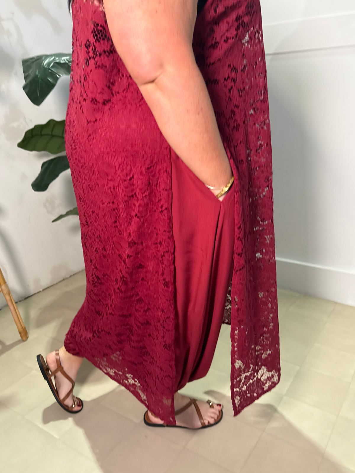 EXCLUSIVE Lace Apron Tunic ~ Sangria