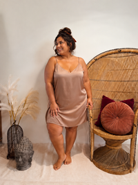Plus size SATIN SLIP Mini ~ Nude