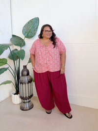 Zania Blouse in Pink Paisley - plus size boho blouse designed for curves - Mama Mane