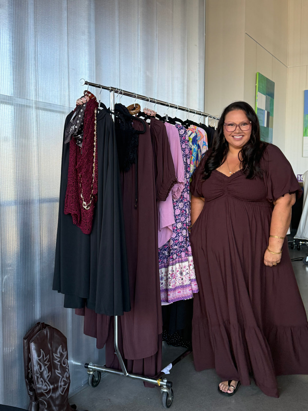 Athena Maxi Dress in Mahogany, size inclusive dress Australia, side view