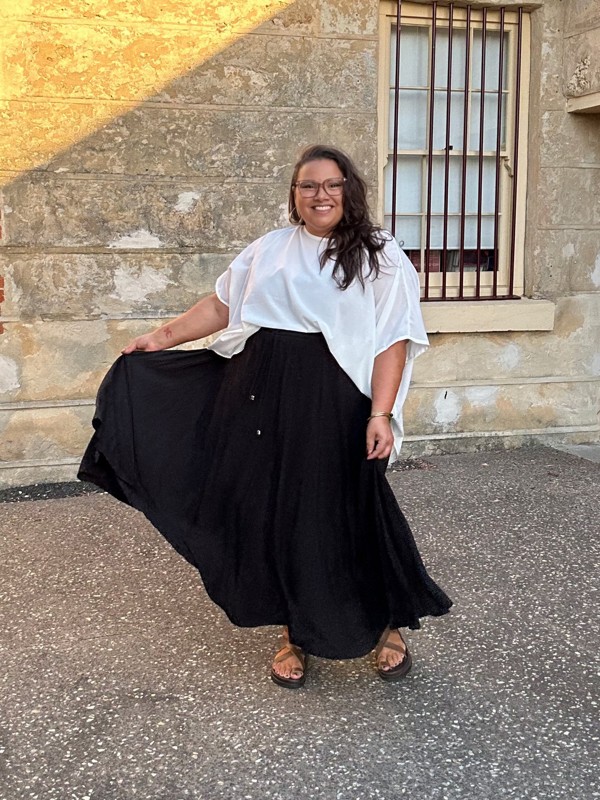 Lunam Skirt Black midi circle skirt plus size Mama Mane