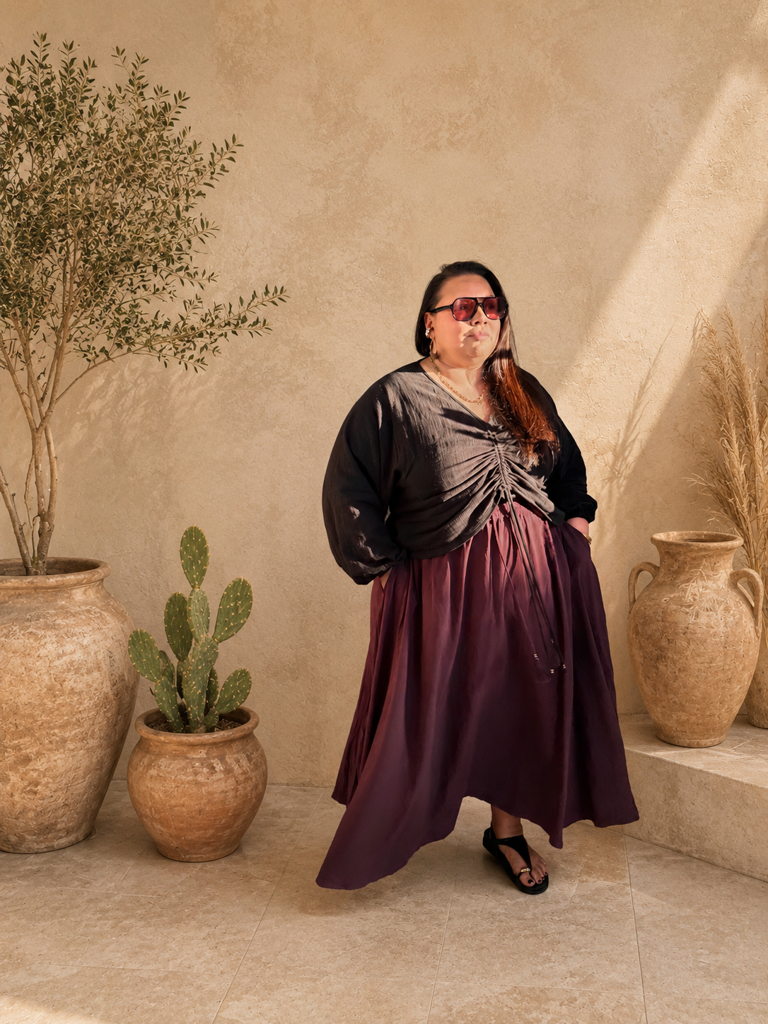 LUNAM SKIRT - Mahogany