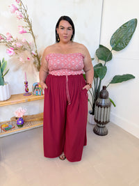 Bralette in Pink Paisley - plus size boho shirred bandeau bralette - Mama Mane